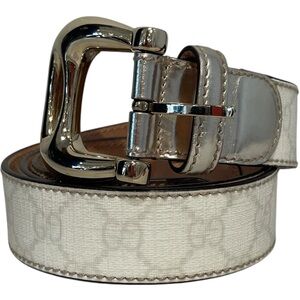 Gucci White/Cream Belt with Subtle Stitch Detailing 41”